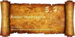 Badar Henrietta névjegykártya